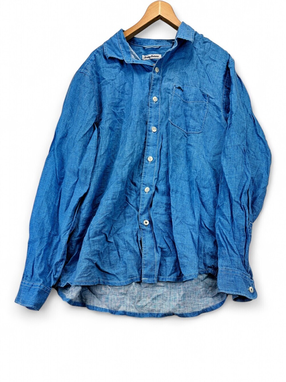 Tommy Bahama Men's 100% Linen Long Sleeve Button-Down L Blue